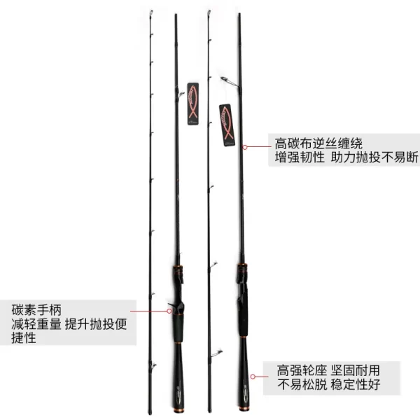 Cana MOJO OBSESSION em Carbono 1.98m-2.28m para Spinning e Casting Ação F - Image 4