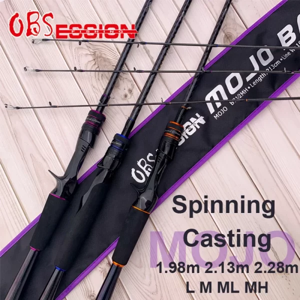 Cana MOJO OBSESSION em Carbono 1.98m-2.28m para Spinning e Casting Ação F