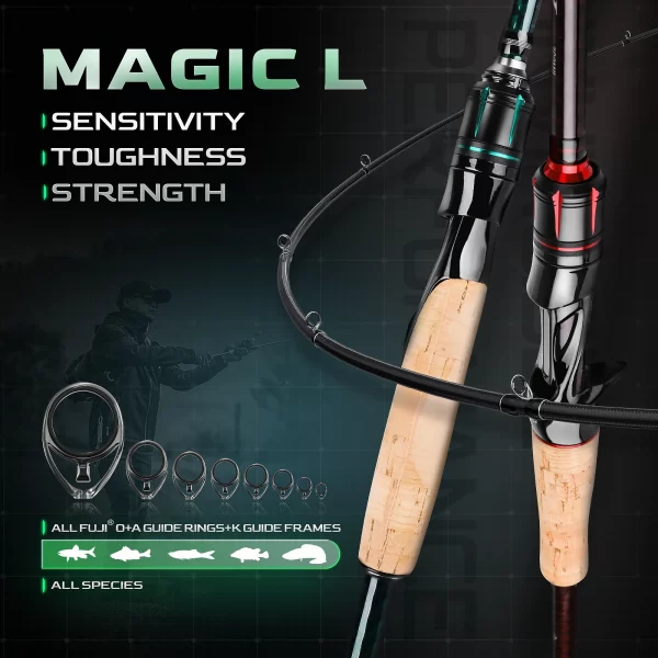 Cana de Pesca Spinning e Casting HANDING Magic L 1.98m-2.44m, Ação Rápida, Potência M - Image 2