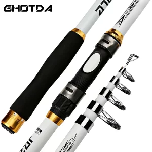 Cana Telescópica Ultra Leve e Resistente 2.1M-3.6M em Fibra de Vidro e Carbono