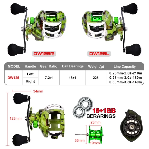 Carreto Casting PROBEROS 18+1BB 7.2:1 Drag 10kg - Image 2