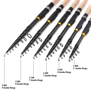 Cana Telescópica Pequena em Carbono 1.8m-3.6m Spinning Ação F