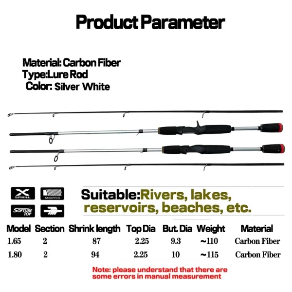 Cana GHOTDA em Carbono 1.65m-1.8m para Spinning e Casting - Image 2