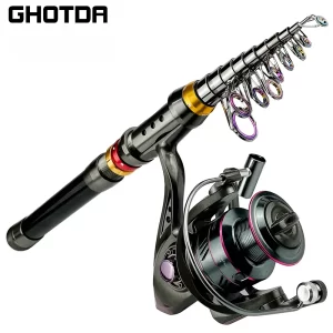 Conjunto GHOTDA Telescópico com Cana e Carreto Spinning 1.8m-3.6m Ação XS