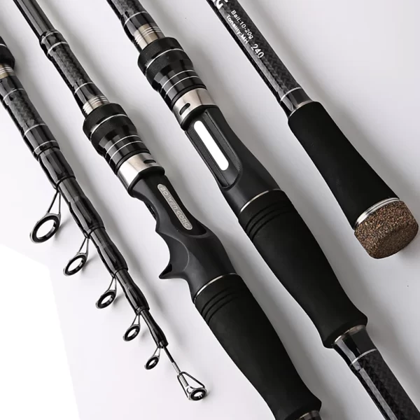 Cana Telescópica MH 1.8m-3.0m Fibra de Carbono Spinning/Casting Ação M