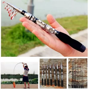 Cana Telescópica Mini para Pesca em Lagos, Rios e Mar - 1m a 2.1m