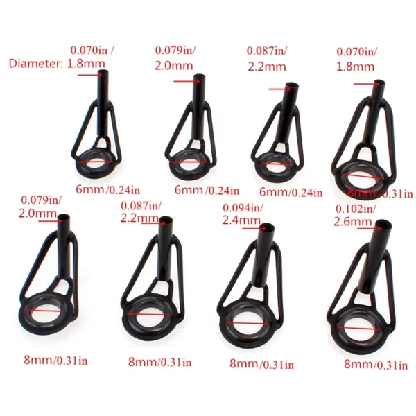 Kit de Reparação SLADE com 8 Anéis de Guia para Cana de Pesca em Aço Inoxidável e Cerâmica - Image 2
