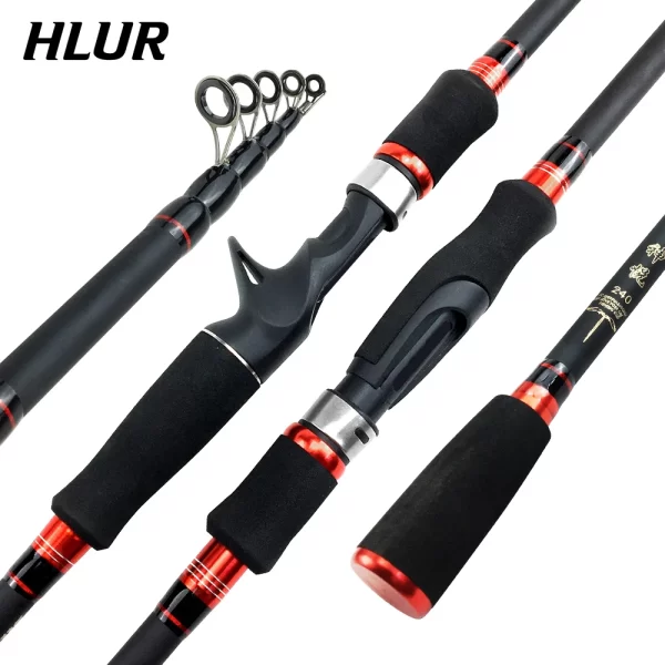 Cana Telescópica HLUR em Carbono para Spinning e Casting 1.8m-2.1m Ação F