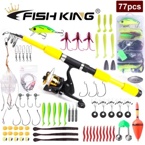 Conjunto de Pesca FISH KING 1.8m-2.1m Cana Telescópica e Carreto com Bolsa