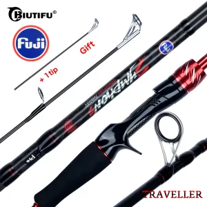 Cana BIUTIFU Traveller Mini Fuji em Carbono T800 para Spinning e Casting 1.8m-3.0m Ação F