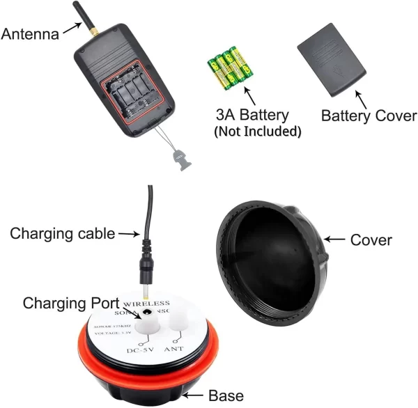 Localizador de Peixes Sonar Sem Fios Portátil com Display LCD e Detecção de Profundidade - Image 2