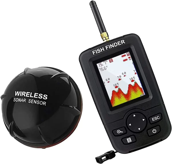 Localizador de Peixes Sonar Sem Fios Portátil com Display LCD e Detecção de Profundidade