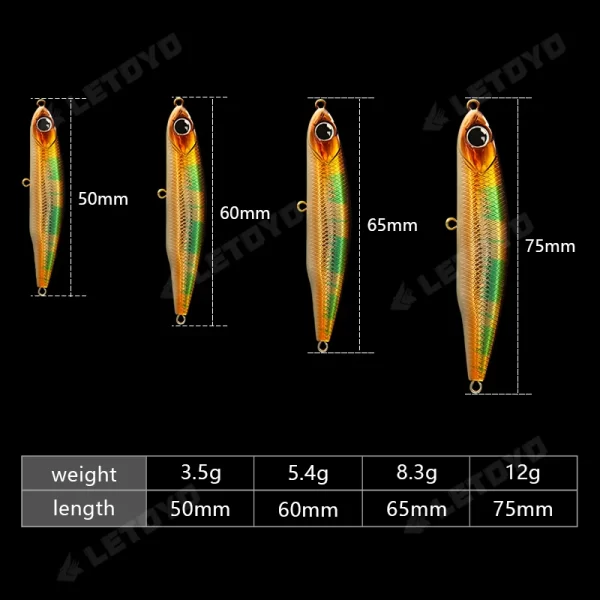 Amostra Sinking Pencil LETOYO 3.5g-12g Stickbait para Predadores - Image 2