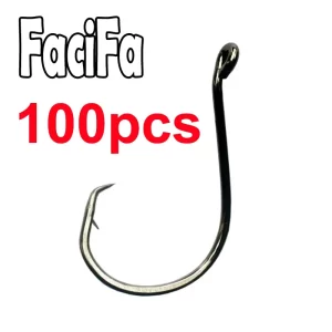 Anzóis Circulares Offset Octopus Facifa 100pcs em Aço Carbono