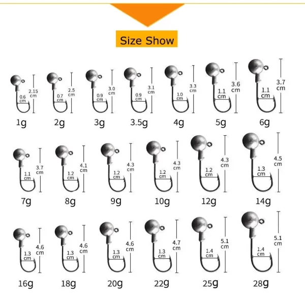 Anzol Jig Head JYJ para Amostras Soft e Criaturas Artificiais - 1g a 28g - Image 3