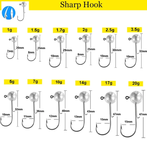 Anzós Jig Heads NED 1g-20g para Softbaits (10 Unidades) - Image 2