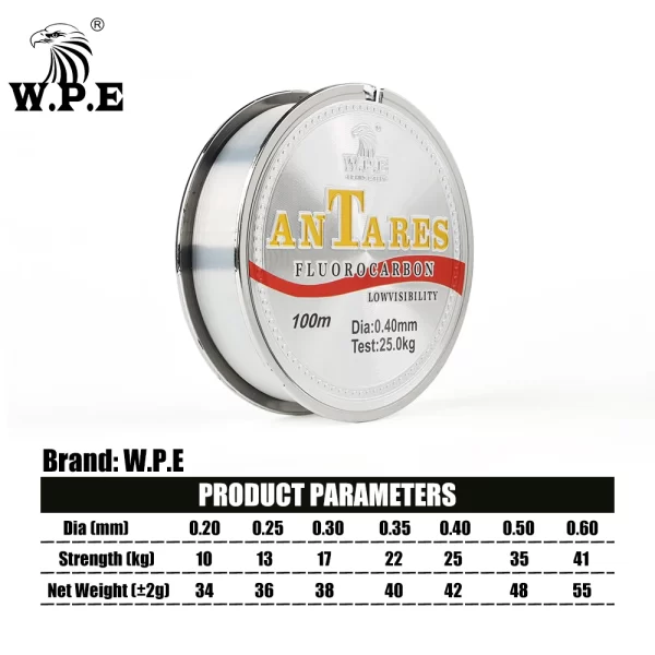 Linha Fluorocarbono W.P.E Anteros 100m Carbono - Image 5