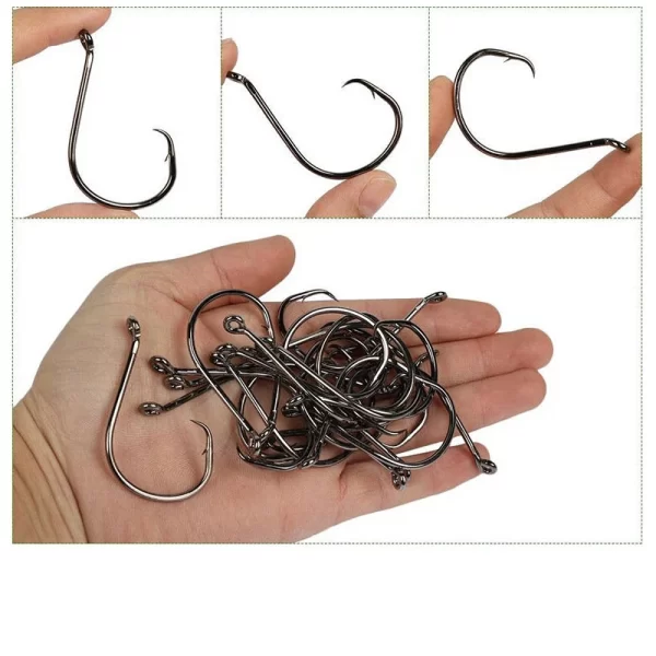 Anzóis Circulares Offset Octopus Facifa 100pcs em Aço Carbono - Image 2