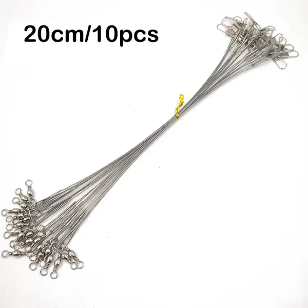 Conjunto de 10 Estralhos de Aço Inoxidável com Destorcedor para Pesca - Image 9