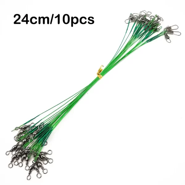 Conjunto de 10 Estralhos de Aço Inoxidável com Destorcedor para Pesca - Image 8