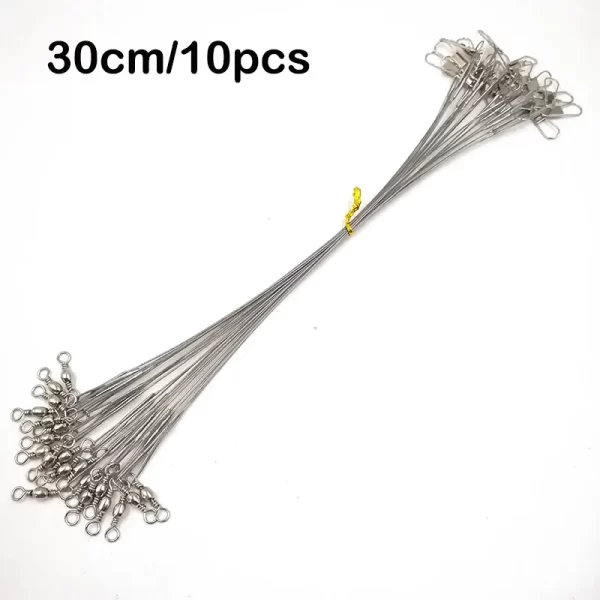 Conjunto de 10 Estralhos de Aço Inoxidável com Destorcedor para Pesca - Image 11