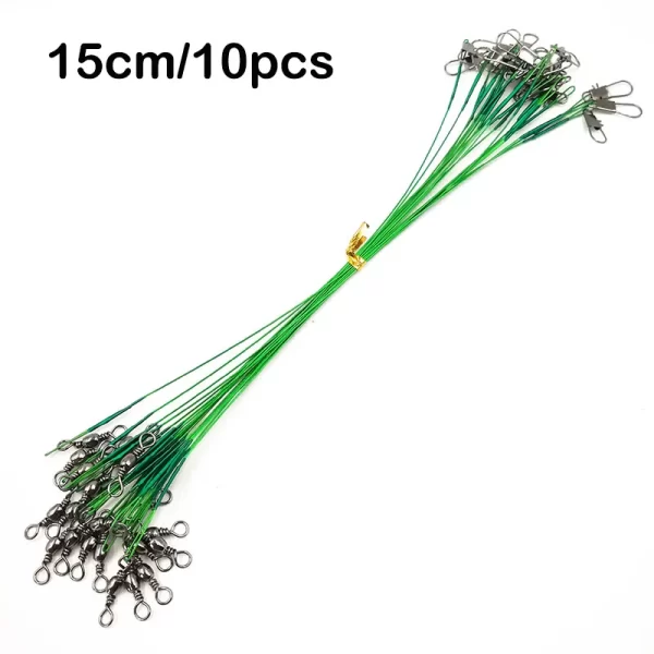 Conjunto de 10 Estralhos de Aço Inoxidável com Destorcedor para Pesca - Image 18