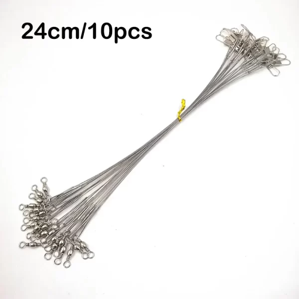 Conjunto de 10 Estralhos de Aço Inoxidável com Destorcedor para Pesca - Image 12