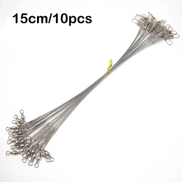 Conjunto de 10 Estralhos de Aço Inoxidável com Destorcedor para Pesca - Image 10