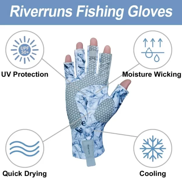 Luvas de Pesca sem Dedos Riverruns com Proteção UV UPF 50+ - Image 3