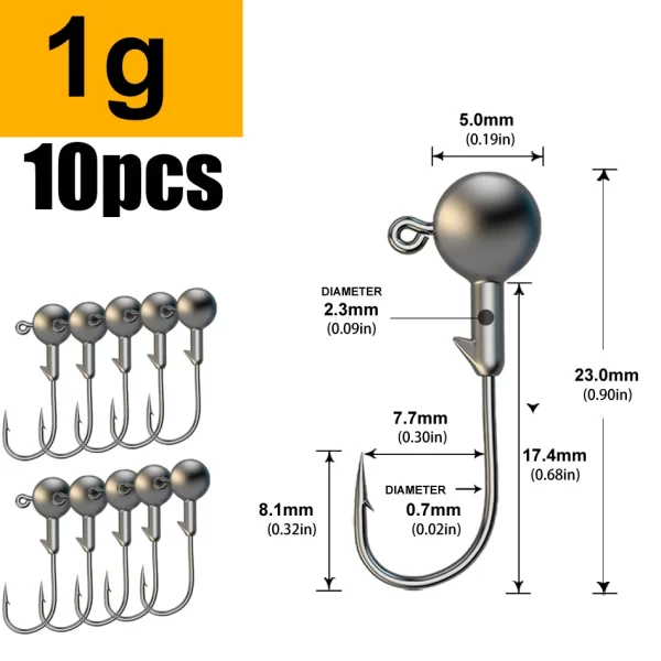Anzol Jig Head JYJ para Amostras Soft e Criaturas Artificiais - 1g a 28g - Image 24