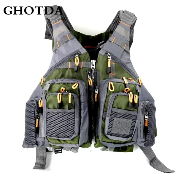 Colete de Pesca GHOTDA com Flutuabilidade e Bolsos Multiusos - Image 2