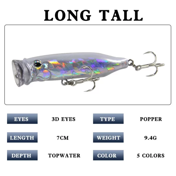 Amostra Flutuante Popper Topwater 10g 6.5cm - Image 3