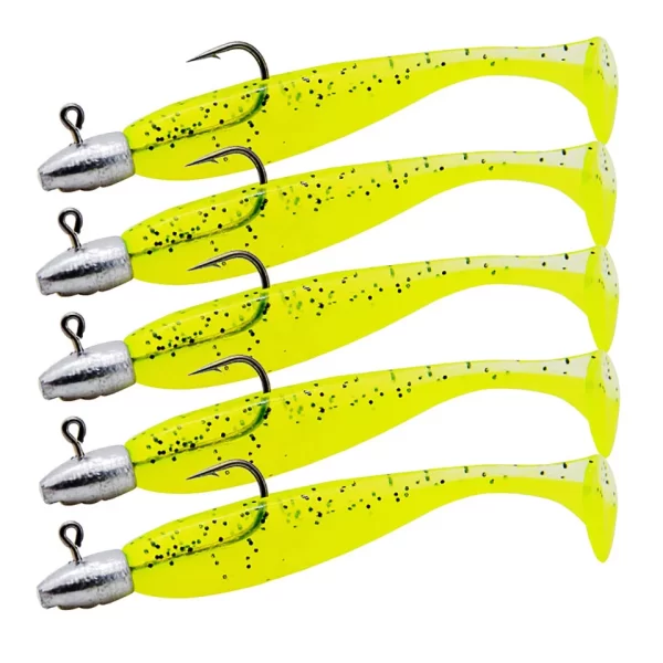 Conjunto 5 Swimbaits Soft Cauda em T com Jig Head 60mm 3g - Image 13