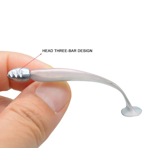 Conjunto 5 Swimbaits Soft Cauda em T com Jig Head 60mm 3g - Image 5