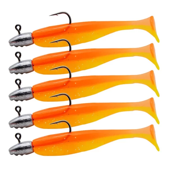 Conjunto 5 Swimbaits Soft Cauda em T com Jig Head 60mm 3g - Image 11