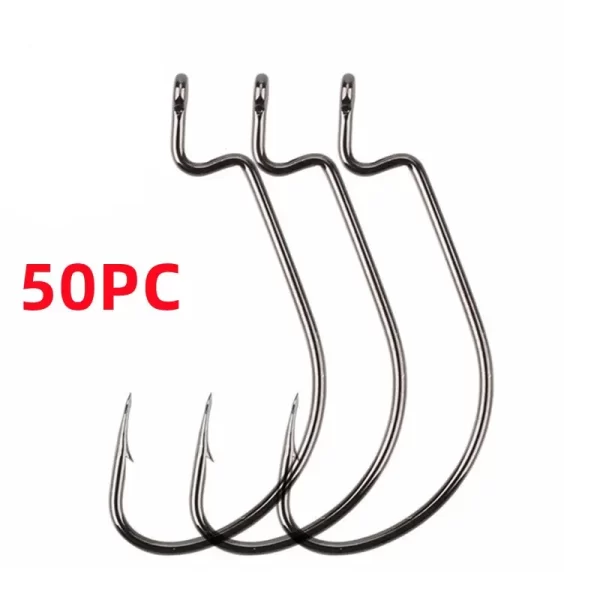 Conjunto 50 Anzóis Crank Alta Resistência Farpados para Amostras Soft 4#