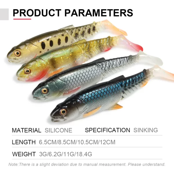Conjunto de Amostras Swimbait com Cauda em T 3g-18.4g (2-4 Unidades) - Image 3