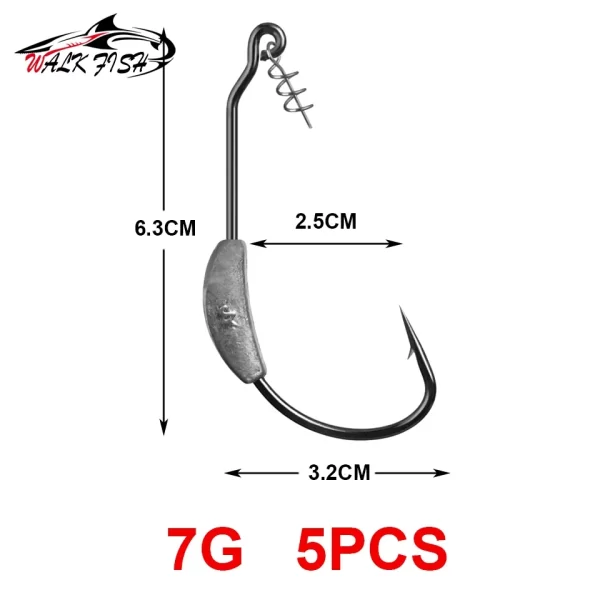 Anzol WALK FISH com Peso Central e Trava de Mola para Amostras Soft (5 Unidades) - Image 11