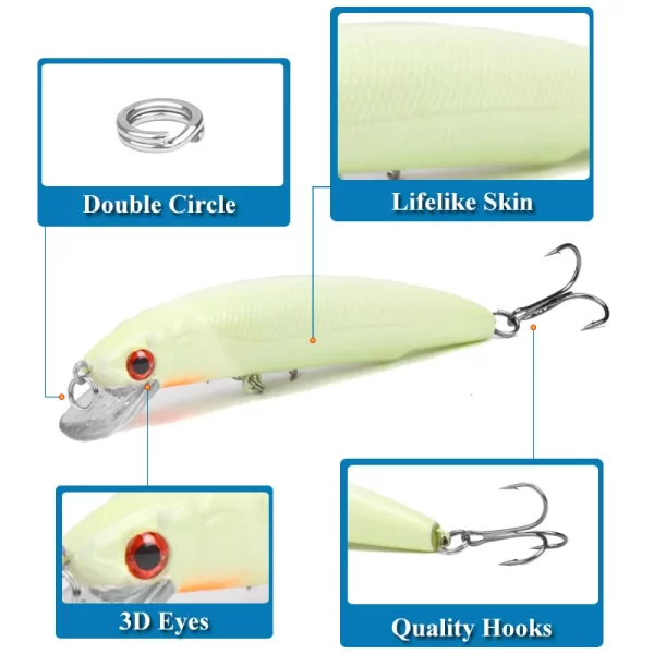 Amostra Jerkbait Tsurinoya 3D Luminosa 12cm 17g - Image 3