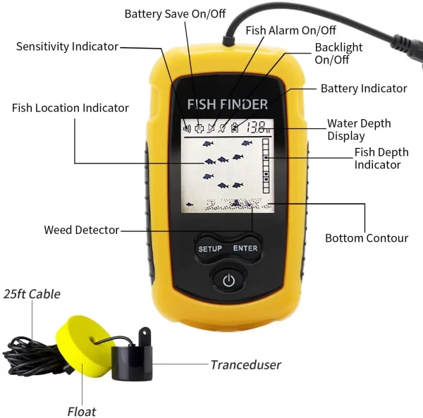 Localizador de Peixes Sonar Portátil 100M com Alarme e Ecrã LCD - Image 6