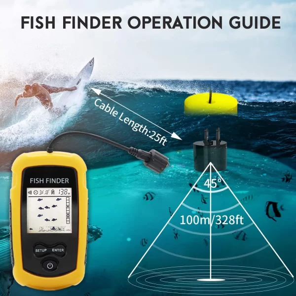 Localizador de Peixes Sonar Portátil 100M com Alarme e Ecrã LCD - Image 2