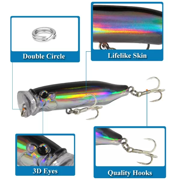 Amostra Flutuante Popper Topwater 10g 6.5cm - Image 4