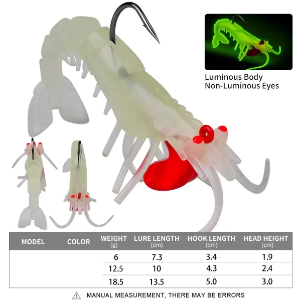Amostra de Camarão Softbait Silicone com Jig Head 6-19g 50-90mm - Image 11