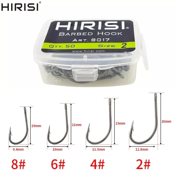 Conjunto de 50 Anzóis HIRISI com Revestimento em Aço Inoxidável e Haste Longa