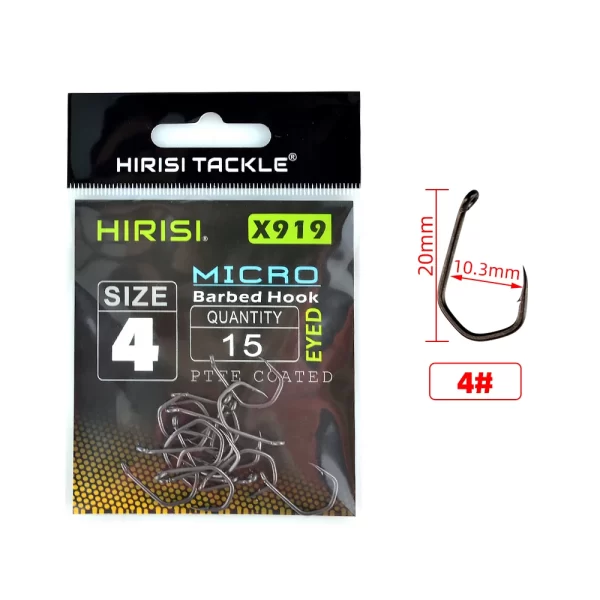 Anzóis Micro Farpa PTFE HIRISI X919 15pcs - Image 11
