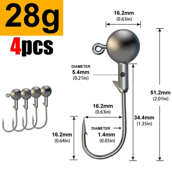Anzol Jig Head JYJ para Amostras Soft e Criaturas Artificiais - 1g a 28g - Image 26