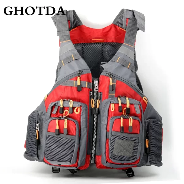 Colete de Pesca GHOTDA com Flutuabilidade e Bolsos Multiusos - Image 3