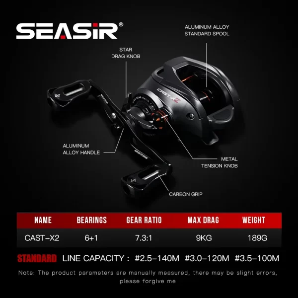 Carreto Casting SEASIR Cast-X2 7.3:1, Drag 9KG 7.3:1 - Image 2