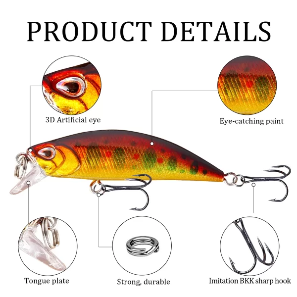 Amostra Jerkbait Pequeno Slow Sinking 6cm 4.9g - Image 5