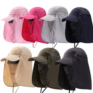 Chapéu de Pesca com Proteção UV e Flap Removível para Rosto e Pescoço